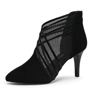 2020 new arrived woman mesh ankle boots for women summer 10cm thin heels boots sandal ladies pointed toe shoes sandals sandalias