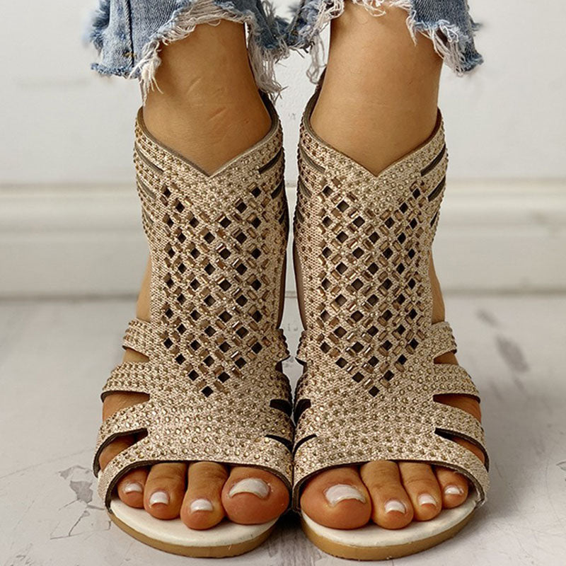 Women Shoes Sandals Summer Low Heel Shoes PU Leather Gladiator Luxury Shoes Women Designers Zapatos De Mujer E14