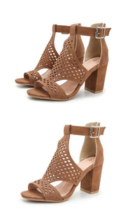 2020 Summer Women Sandals Gladiator Ankle Buckle Strap High Heels Sexy Hollow Out Breathable Peep Toe Shoes Big Size 36-43