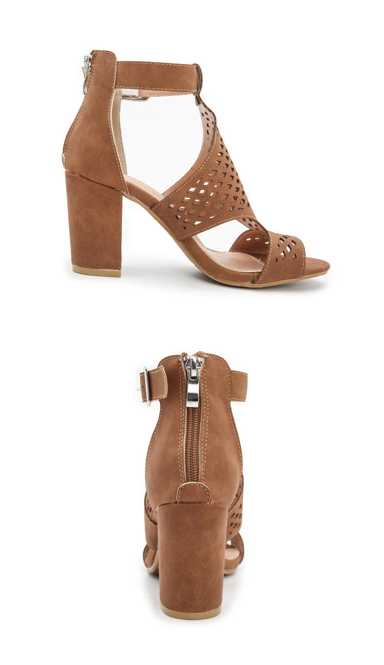 2020 Summer Women Sandals Gladiator Ankle Buckle Strap High Heels Sexy Hollow Out Breathable Peep Toe Shoes Big Size 36-43