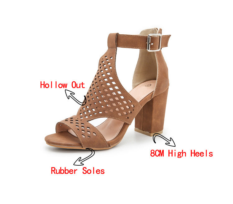 2020 Summer Women Sandals Gladiator Ankle Buckle Strap High Heels Sexy Hollow Out Breathable Peep Toe Shoes Big Size 36-43
