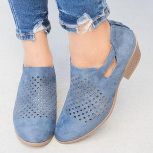 Hollow-Carved Women Sandals 2020 Summer Style Leather Sandals Comfortable  Retro Platform High Hoof Thick Heels Shoes Size 35-43