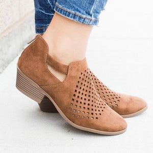 Hollow-Carved Women Sandals 2020 Summer Style Leather Sandals Comfortable  Retro Platform High Hoof Thick Heels Shoes Size 35-43