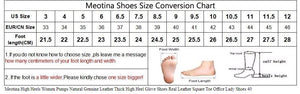High Heels Women Pumps Natural Genuine Leather Thick High Heel Glove Shoes Real Leather Square Toe Office Lady Shoes 40